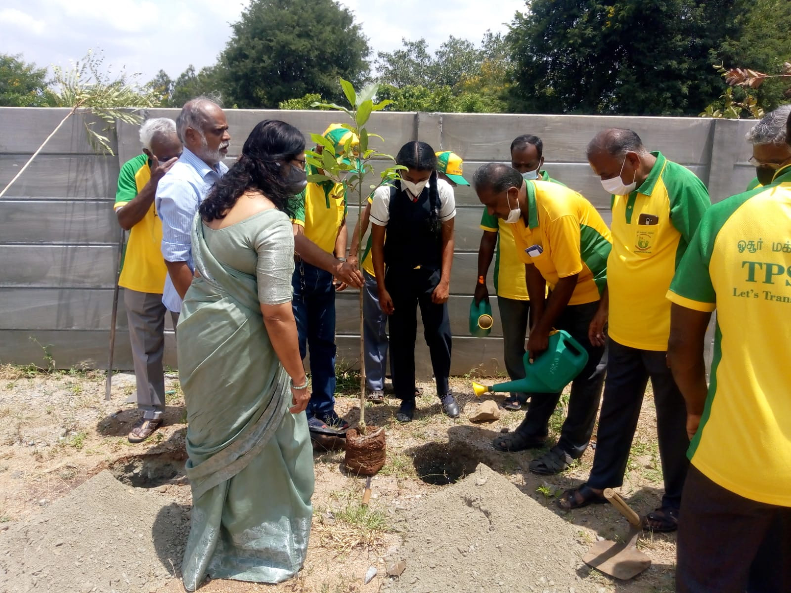 Team TPSOH at Hosur Public School for a tree planting & awareness on importance to restore & maintain environment